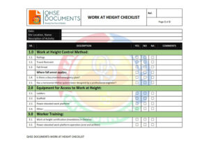 QHSE DOCUMENTS-WORK AT HEIGHTS CHECKLIST